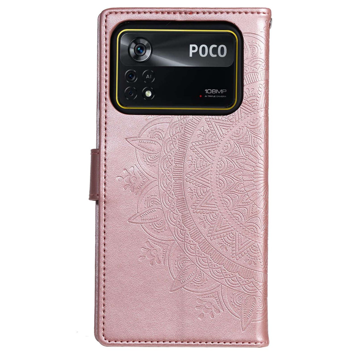 For Xiaomi Poco X4 Pro 5G Wallet Stand Design Imprinted Mandala Flower Fully Wrapped PU Leather Phone Flip Cover Phone Case