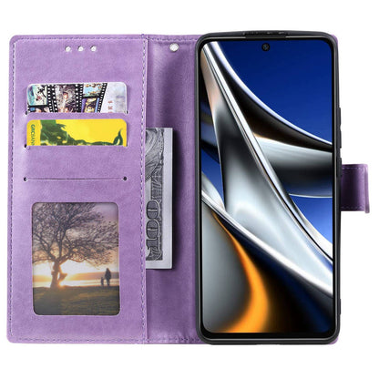 For Xiaomi Poco X4 Pro 5G Wallet Stand Design Imprinted Mandala Flower Fully Wrapped PU Leather Phone Flip Cover Phone Case