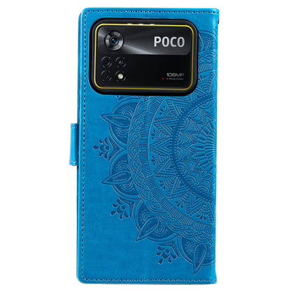 For Xiaomi Poco X4 Pro 5G Wallet Stand Design Imprinted Mandala Flower Fully Wrapped PU Leather Phone Flip Cover Phone Case