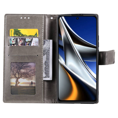 For Xiaomi Poco X4 Pro 5G Wallet Stand Design Imprinted Mandala Flower Fully Wrapped PU Leather Phone Flip Cover Phone Case
