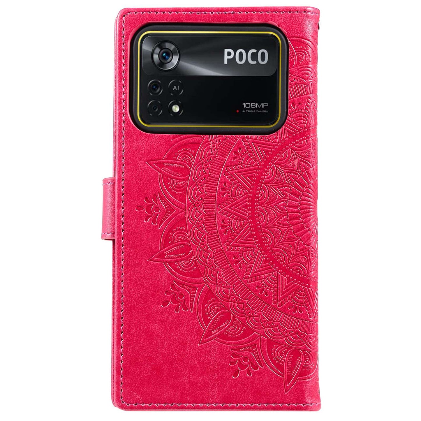 For Xiaomi Poco X4 Pro 5G Wallet Stand Design Imprinted Mandala Flower Fully Wrapped PU Leather Phone Flip Cover Phone Case