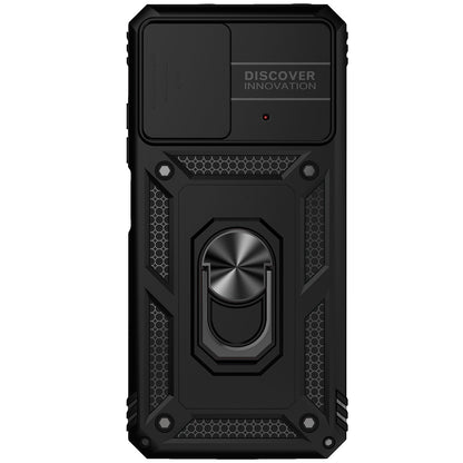 For Xiaomi Poco X4 Pro 5G Protective Case Slide Camera Cover Hard PC + Soft TPU Phone Protector with Ring Kickstand