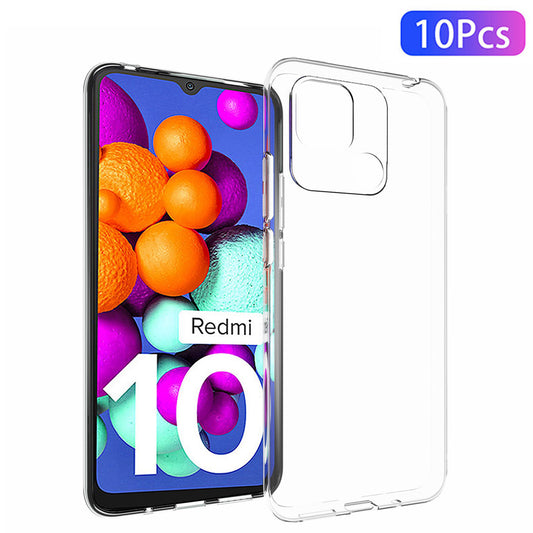 10Pcs/Pack Cellphone Case for Xiaomi Redmi 10C/Redmi 10 (India), Precise Cutouts Clear TPU Inner Watermark-Free Phone Cover