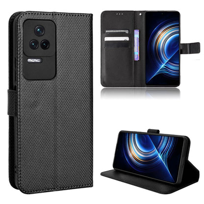 For Xiaomi Redmi K50/K50 Pro Diamond Texture PU Leather Well-protected Phone Case Wallet Stand Cover with Strap