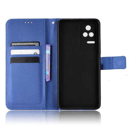For Xiaomi Redmi K50/K50 Pro Diamond Texture PU Leather Well-protected Phone Case Wallet Stand Cover with Strap