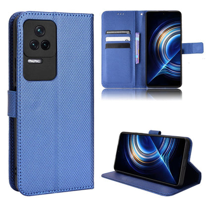 For Xiaomi Redmi K50/K50 Pro Diamond Texture PU Leather Well-protected Phone Case Wallet Stand Cover with Strap