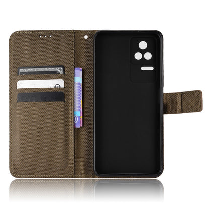 For Xiaomi Redmi K50/K50 Pro Diamond Texture PU Leather Well-protected Phone Case Wallet Stand Cover with Strap