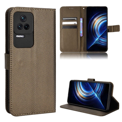 For Xiaomi Redmi K50/K50 Pro Diamond Texture PU Leather Well-protected Phone Case Wallet Stand Cover with Strap