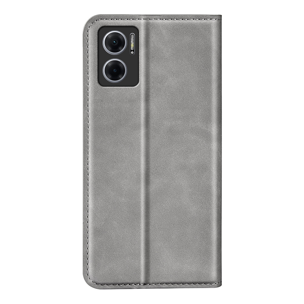 Skin-touch Folio Flip Leather Shell for Xiaomi Redmi Note 11E 5G / Redmi 10 5G / Redmi 10 Prime+ 5G, Auto-absorbed Magnetic Wallet Stand Drop-proof Mobile Phone Case