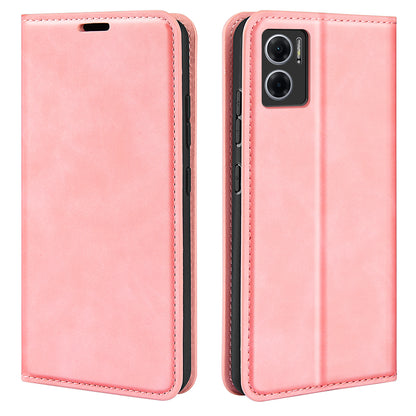 Skin-touch Folio Flip Leather Shell for Xiaomi Redmi Note 11E 5G / Redmi 10 5G / Redmi 10 Prime+ 5G, Auto-absorbed Magnetic Wallet Stand Drop-proof Mobile Phone Case