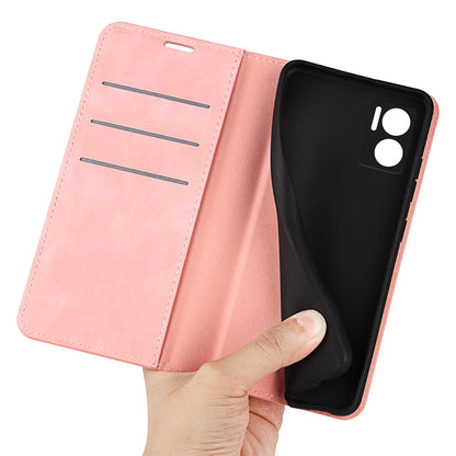Skin-touch Folio Flip Leather Shell for Xiaomi Redmi Note 11E 5G / Redmi 10 5G / Redmi 10 Prime+ 5G, Auto-absorbed Magnetic Wallet Stand Drop-proof Mobile Phone Case