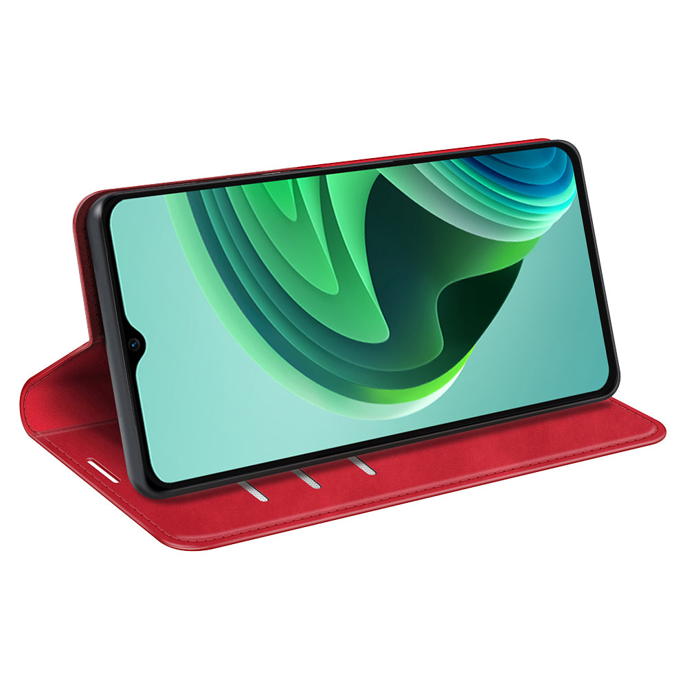 Skin-touch Folio Flip Leather Shell for Xiaomi Redmi Note 11E 5G / Redmi 10 5G / Redmi 10 Prime+ 5G, Auto-absorbed Magnetic Wallet Stand Drop-proof Mobile Phone Case