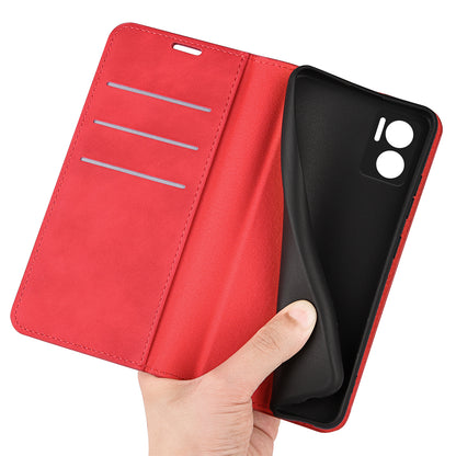Skin-touch Folio Flip Leather Shell for Xiaomi Redmi Note 11E 5G / Redmi 10 5G / Redmi 10 Prime+ 5G, Auto-absorbed Magnetic Wallet Stand Drop-proof Mobile Phone Case