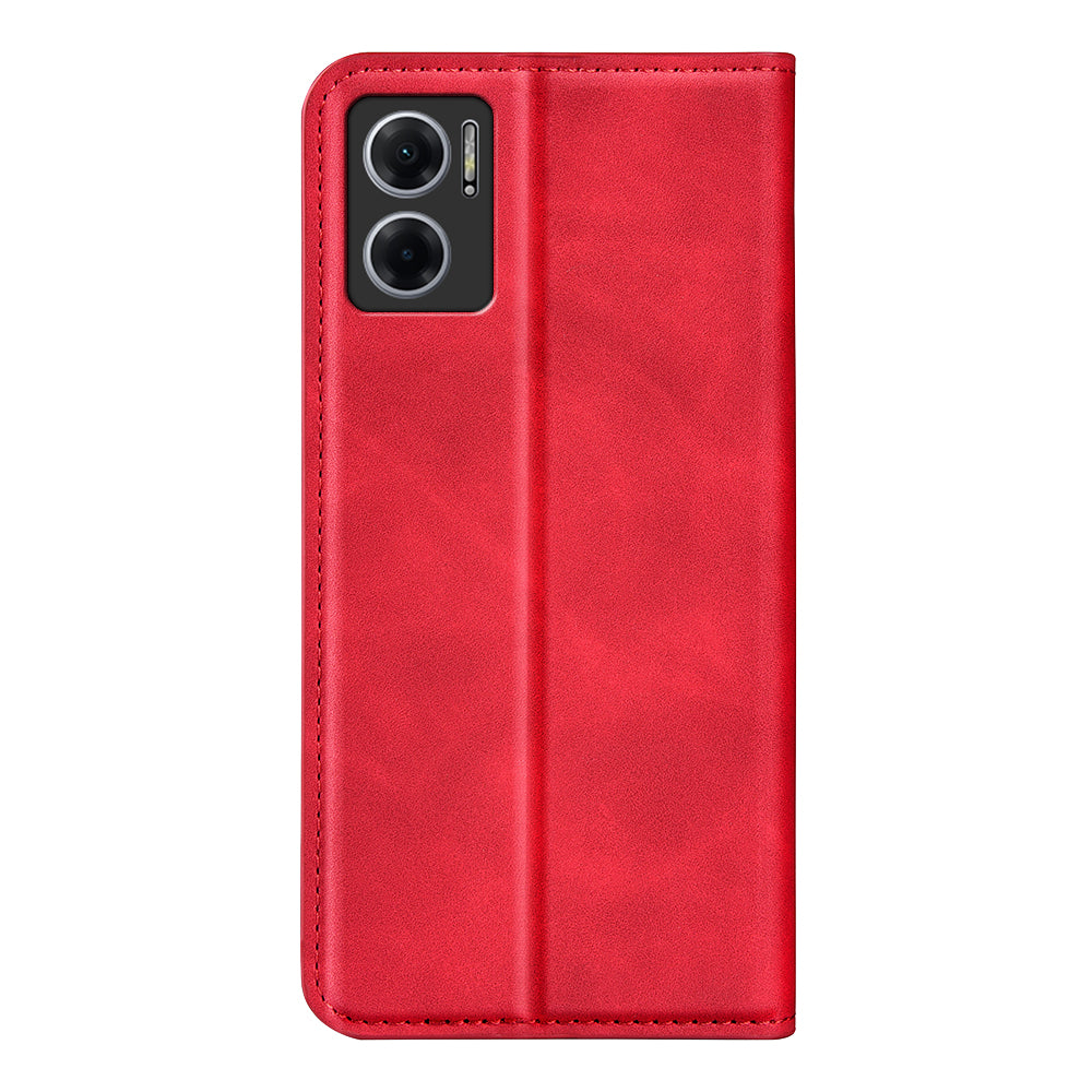 Skin-touch Folio Flip Leather Shell for Xiaomi Redmi Note 11E 5G / Redmi 10 5G / Redmi 10 Prime+ 5G, Auto-absorbed Magnetic Wallet Stand Drop-proof Mobile Phone Case