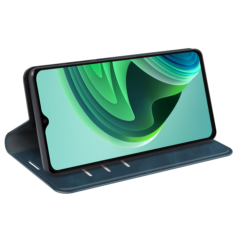 Skin-touch Folio Flip Leather Shell for Xiaomi Redmi Note 11E 5G / Redmi 10 5G / Redmi 10 Prime+ 5G, Auto-absorbed Magnetic Wallet Stand Drop-proof Mobile Phone Case