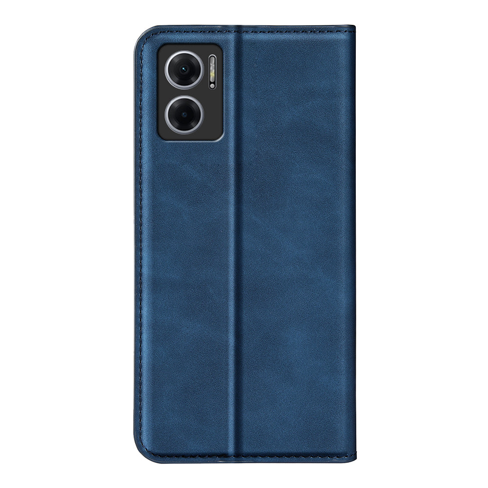 Skin-touch Folio Flip Leather Shell for Xiaomi Redmi Note 11E 5G / Redmi 10 5G / Redmi 10 Prime+ 5G, Auto-absorbed Magnetic Wallet Stand Drop-proof Mobile Phone Case