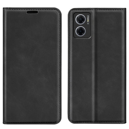 Skin-touch Folio Flip Leather Shell for Xiaomi Redmi Note 11E 5G / Redmi 10 5G / Redmi 10 Prime+ 5G, Auto-absorbed Magnetic Wallet Stand Drop-proof Mobile Phone Case