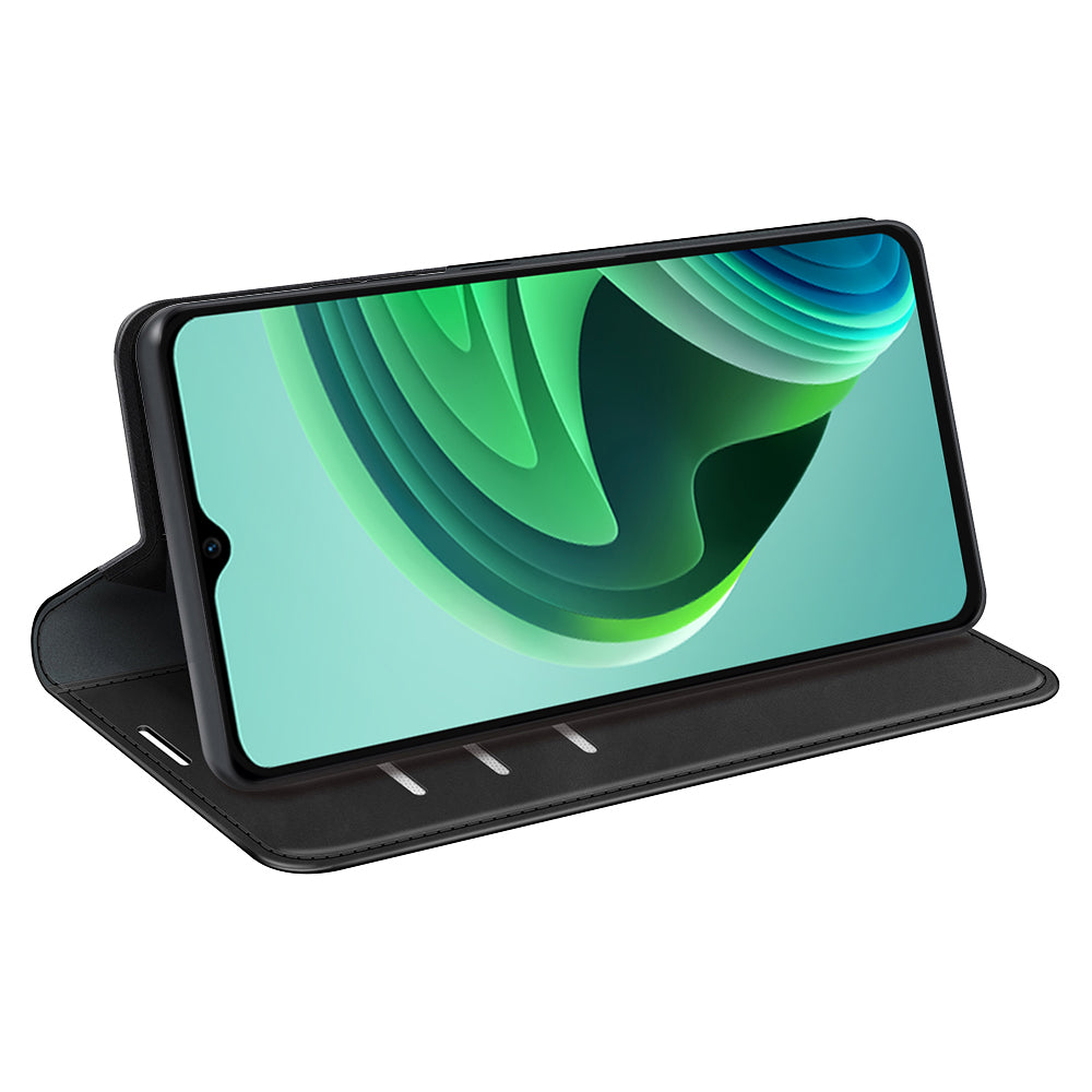 Skin-touch Folio Flip Leather Shell for Xiaomi Redmi Note 11E 5G / Redmi 10 5G / Redmi 10 Prime+ 5G, Auto-absorbed Magnetic Wallet Stand Drop-proof Mobile Phone Case