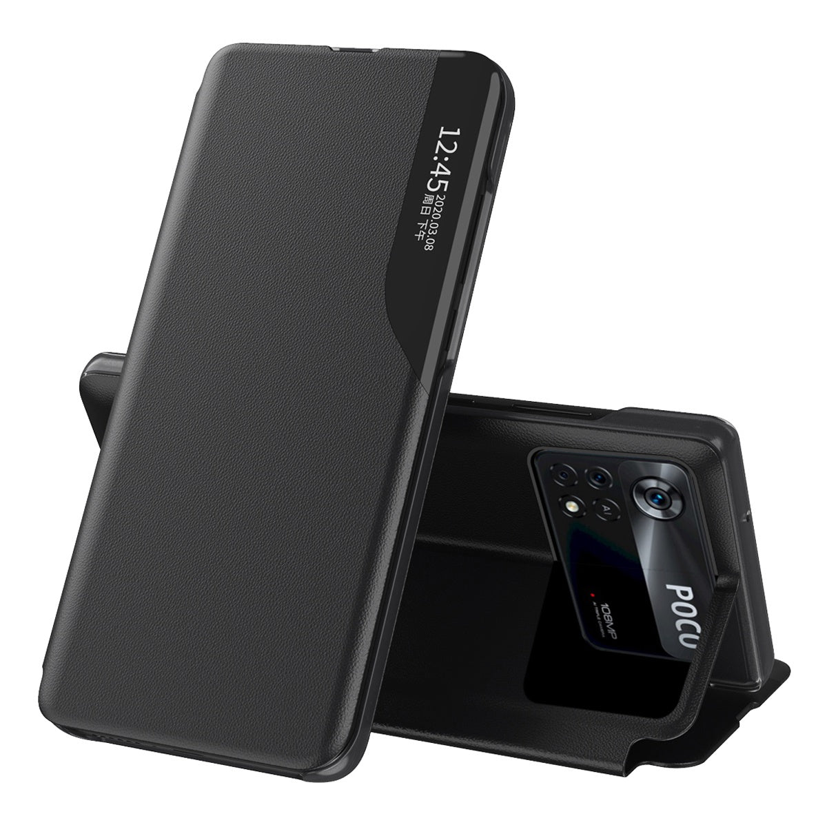 For Xiaomi Poco X4 Pro 5G View Window Flip Cover PU Leather Magnetic Absorption Stand Full Body Protective Case