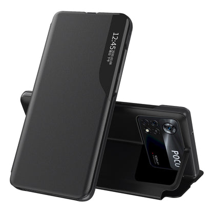 For Xiaomi Poco X4 Pro 5G View Window Flip Cover PU Leather Magnetic Absorption Stand Full Body Protective Case