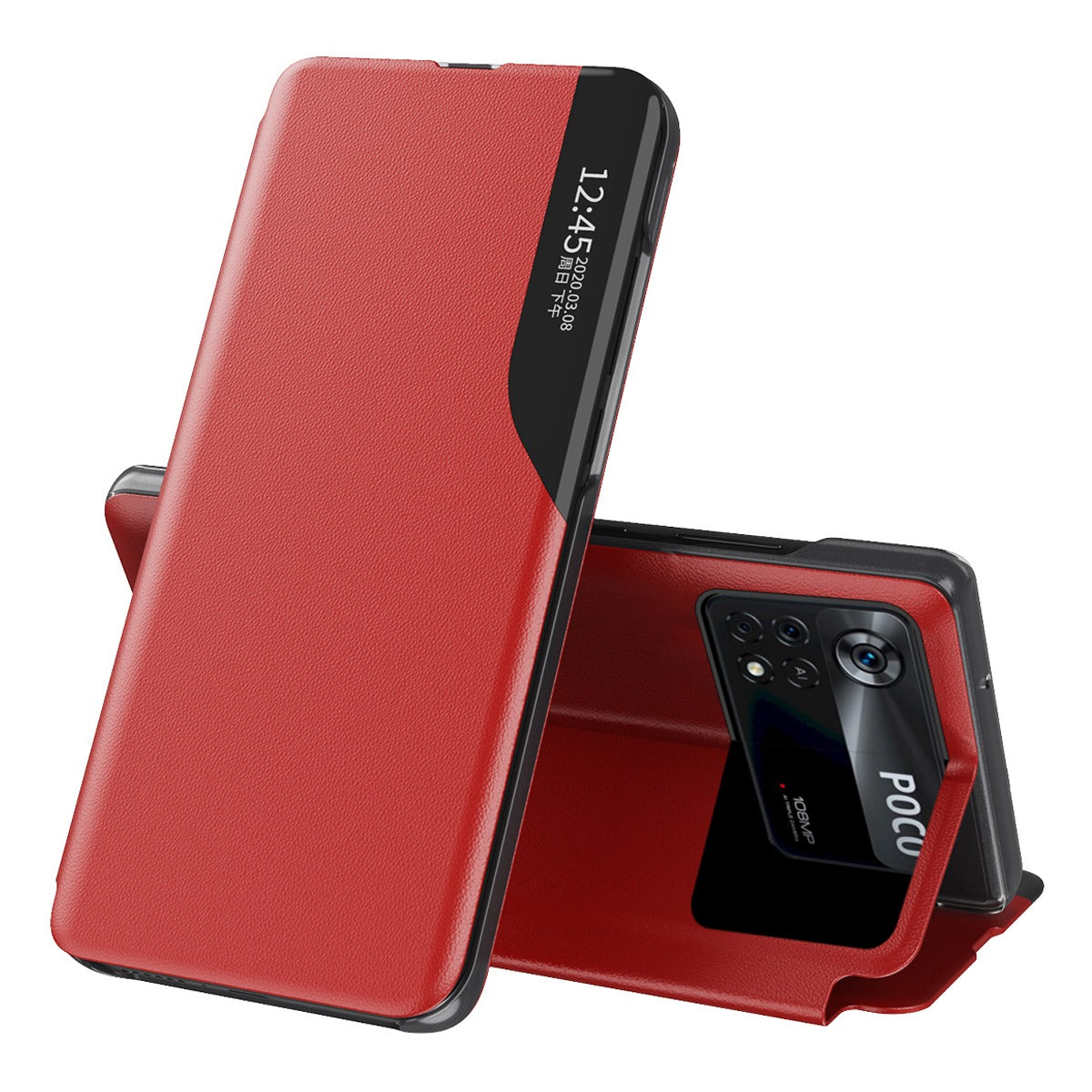 For Xiaomi Poco X4 Pro 5G View Window Flip Cover PU Leather Magnetic Absorption Stand Full Body Protective Case