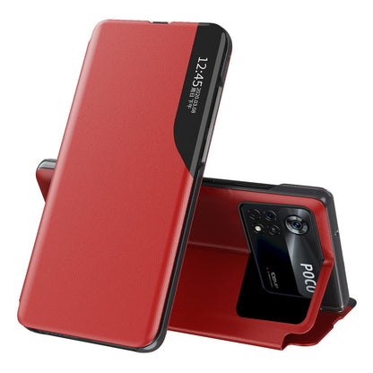 For Xiaomi Poco X4 Pro 5G View Window Flip Cover PU Leather Magnetic Absorption Stand Full Body Protective Case