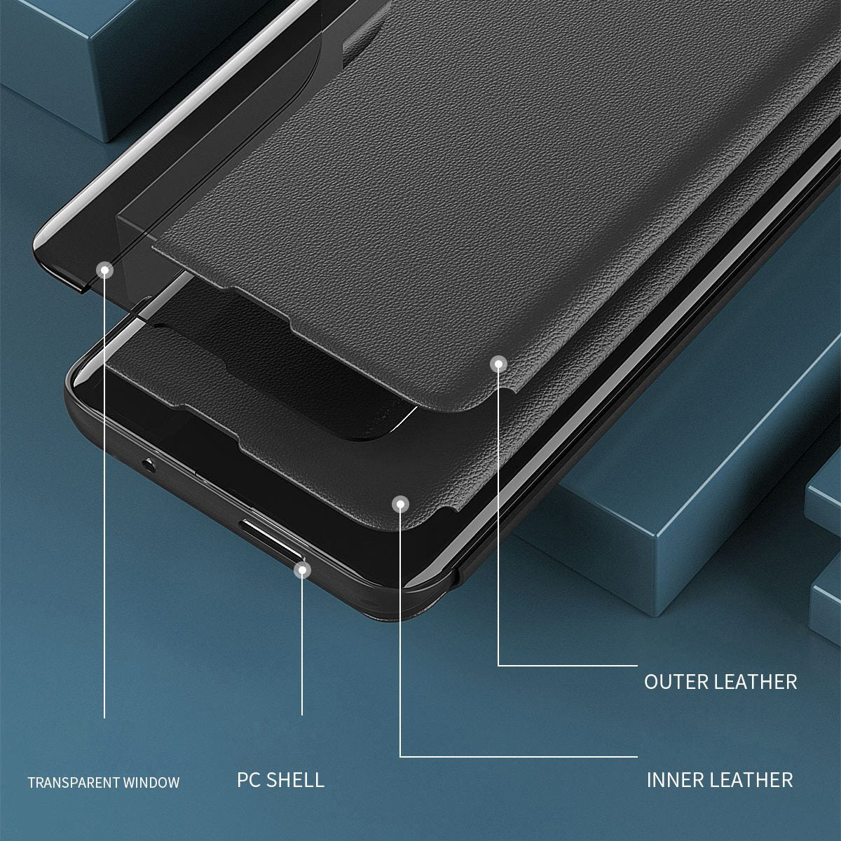 For Xiaomi Poco X4 Pro 5G View Window Flip Cover PU Leather Magnetic Absorption Stand Full Body Protective Case