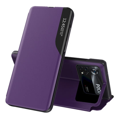 For Xiaomi Poco X4 Pro 5G View Window Flip Cover PU Leather Magnetic Absorption Stand Full Body Protective Case