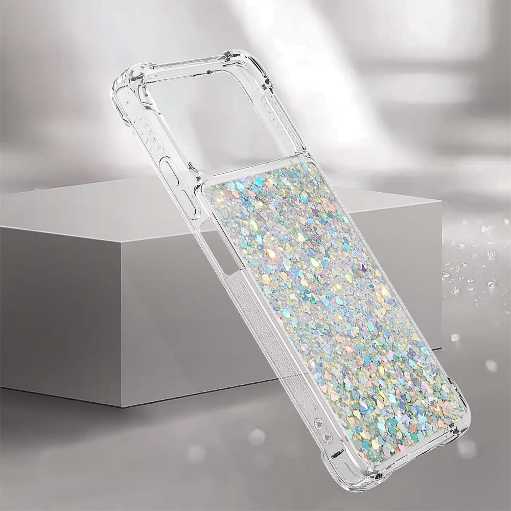 YB Quicksand Series-1 for Xiaomi Poco X4 Pro 5G Liquid Glitter Phone Protective Case Moving Quicksand Floating TPU Cushion Clear Cover