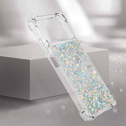 YB Quicksand Series-1 for Xiaomi Poco X4 Pro 5G Liquid Glitter Phone Protective Case Moving Quicksand Floating TPU Cushion Clear Cover