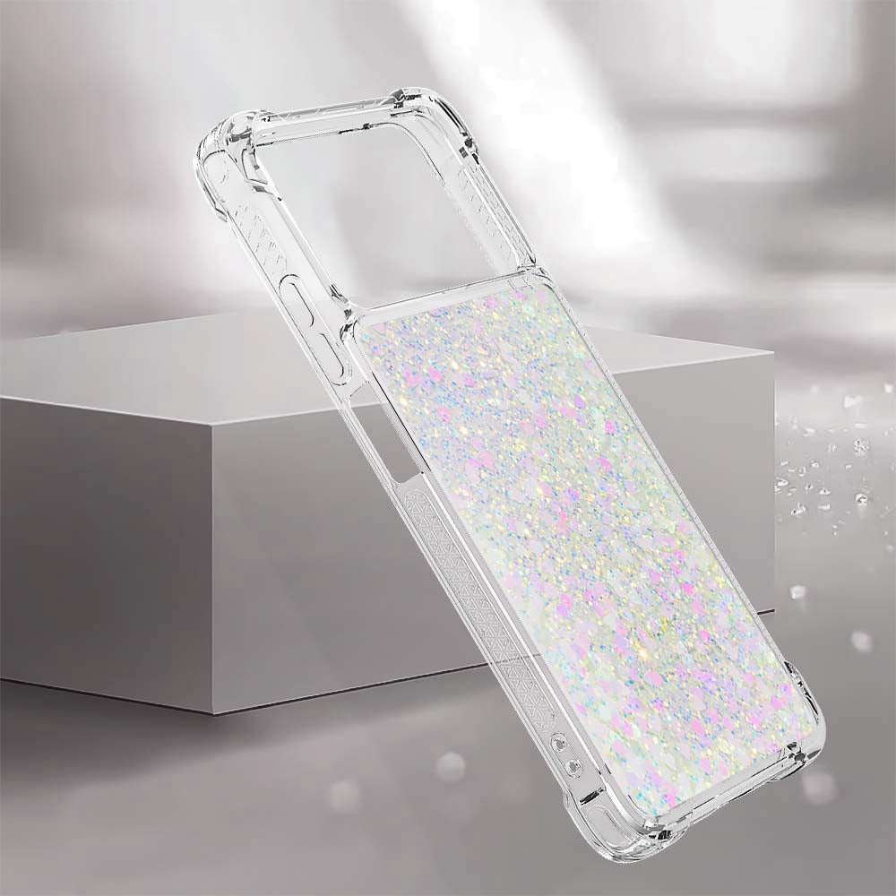 YB Quicksand Series-1 for Xiaomi Poco X4 Pro 5G Liquid Glitter Phone Protective Case Moving Quicksand Floating TPU Cushion Clear Cover