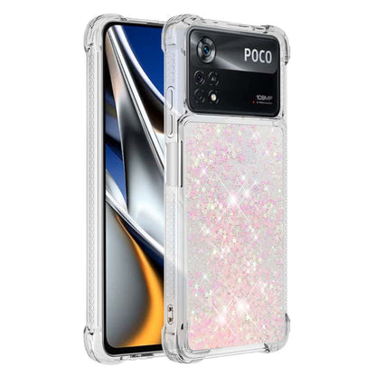 YB Quicksand Series-1 for Xiaomi Poco X4 Pro 5G Liquid Glitter Phone Protective Case Moving Quicksand Floating TPU Cushion Clear Cover