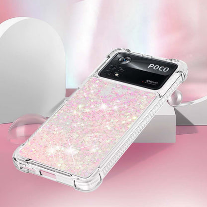 YB Quicksand Series-1 for Xiaomi Poco X4 Pro 5G Liquid Glitter Phone Protective Case Moving Quicksand Floating TPU Cushion Clear Cover