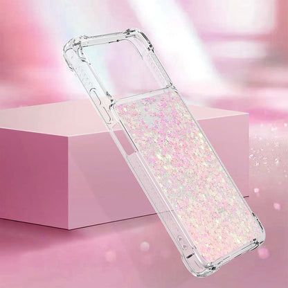 YB Quicksand Series-1 for Xiaomi Poco X4 Pro 5G Liquid Glitter Phone Protective Case Moving Quicksand Floating TPU Cushion Clear Cover