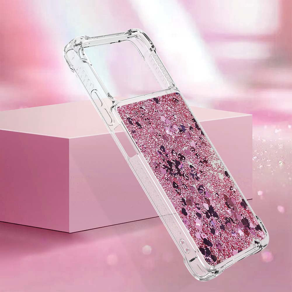 YB Quicksand Series-1 for Xiaomi Poco X4 Pro 5G Liquid Glitter Phone Protective Case Moving Quicksand Floating TPU Cushion Clear Cover