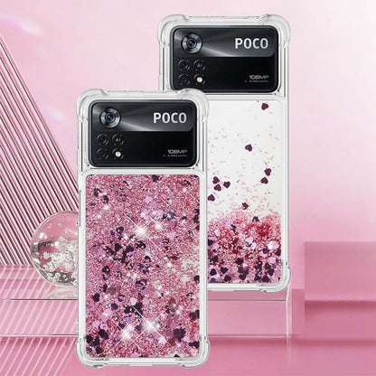 YB Quicksand Series-1 for Xiaomi Poco X4 Pro 5G Liquid Glitter Phone Protective Case Moving Quicksand Floating TPU Cushion Clear Cover