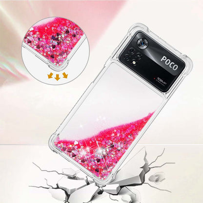 YB Quicksand Series-1 for Xiaomi Poco X4 Pro 5G Liquid Glitter Phone Protective Case Moving Quicksand Floating TPU Cushion Clear Cover