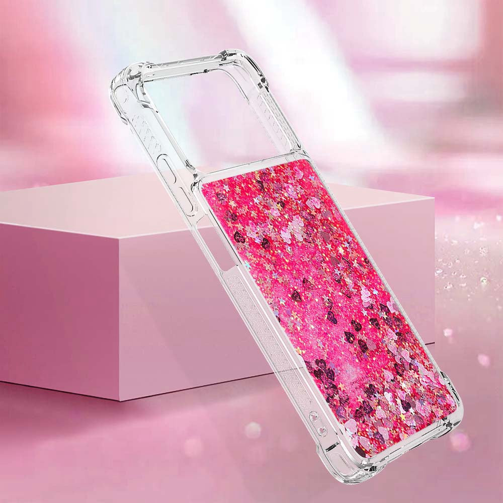 YB Quicksand Series-1 for Xiaomi Poco X4 Pro 5G Liquid Glitter Phone Protective Case Moving Quicksand Floating TPU Cushion Clear Cover