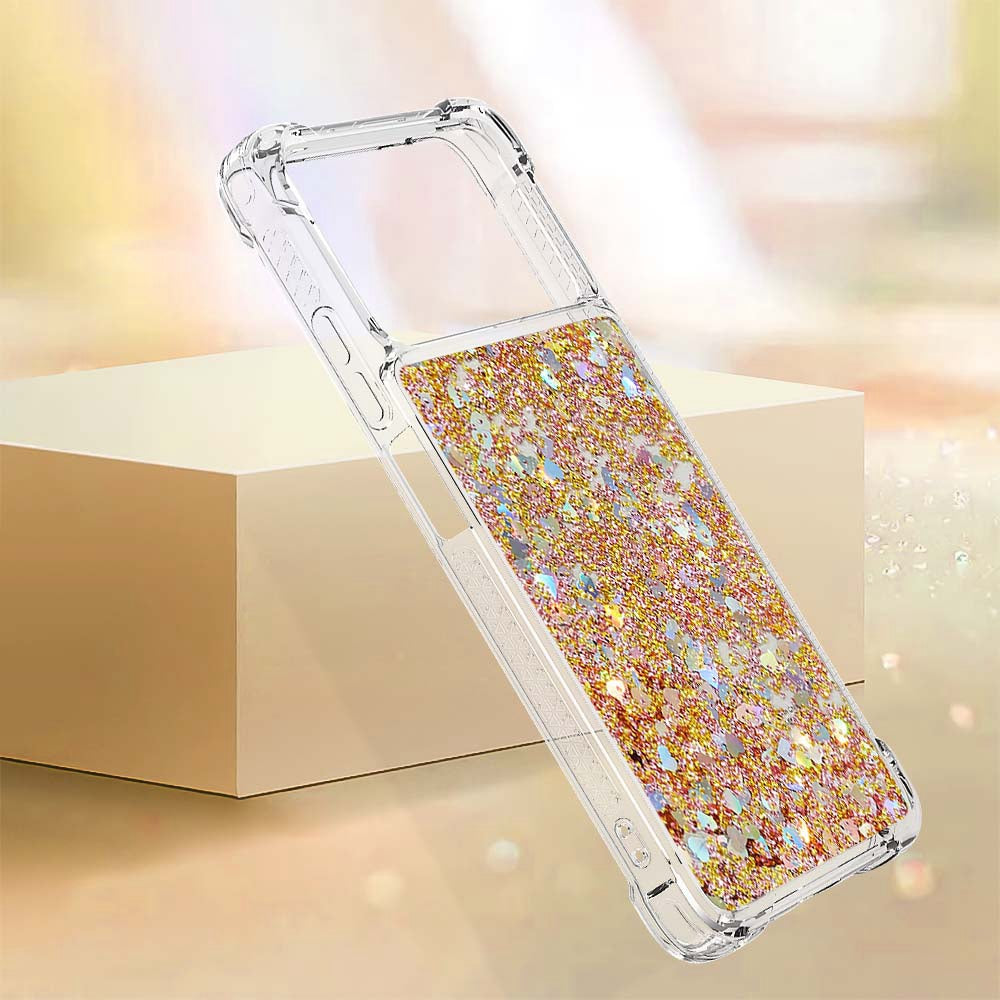 YB Quicksand Series-1 for Xiaomi Poco X4 Pro 5G Liquid Glitter Phone Protective Case Moving Quicksand Floating TPU Cushion Clear Cover