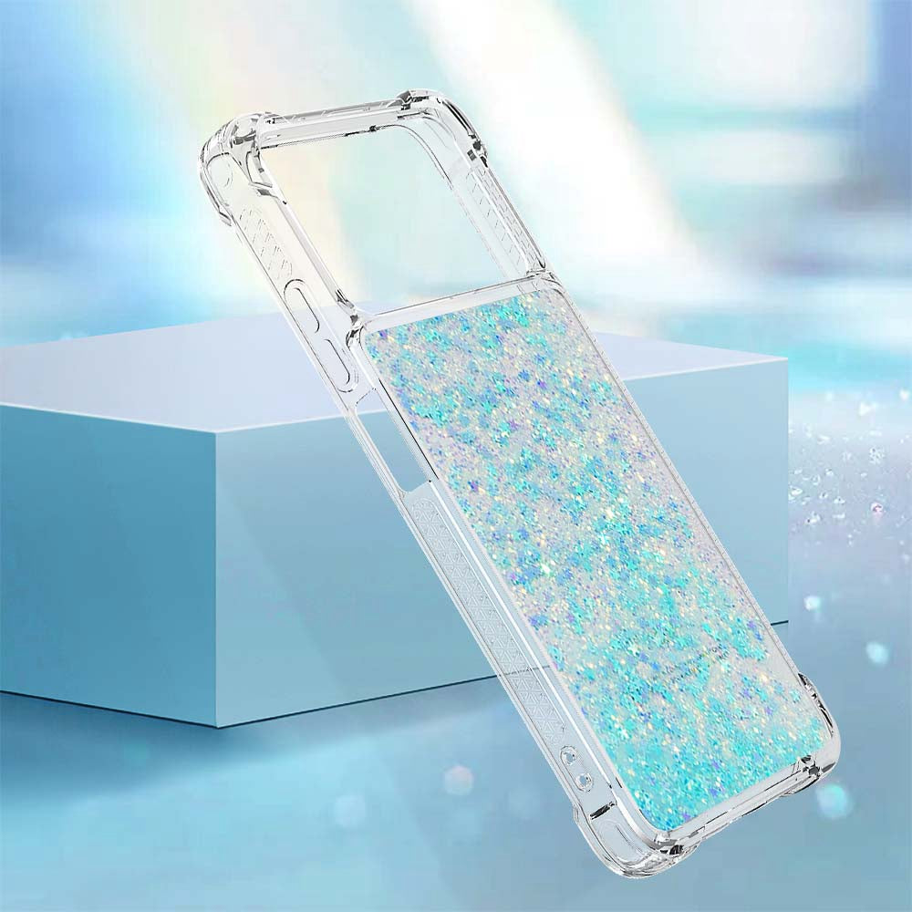 YB Quicksand Series-1 for Xiaomi Poco X4 Pro 5G Liquid Glitter Phone Protective Case Moving Quicksand Floating TPU Cushion Clear Cover