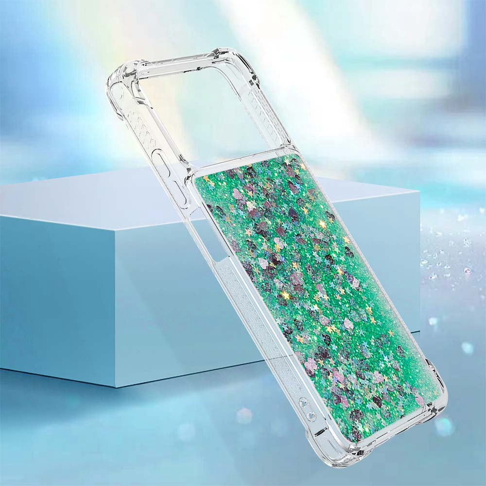 YB Quicksand Series-1 for Xiaomi Poco X4 Pro 5G Liquid Glitter Phone Protective Case Moving Quicksand Floating TPU Cushion Clear Cover