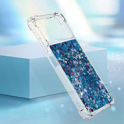 YB Quicksand Series-1 for Xiaomi Poco X4 Pro 5G Liquid Glitter Phone Protective Case Moving Quicksand Floating TPU Cushion Clear Cover