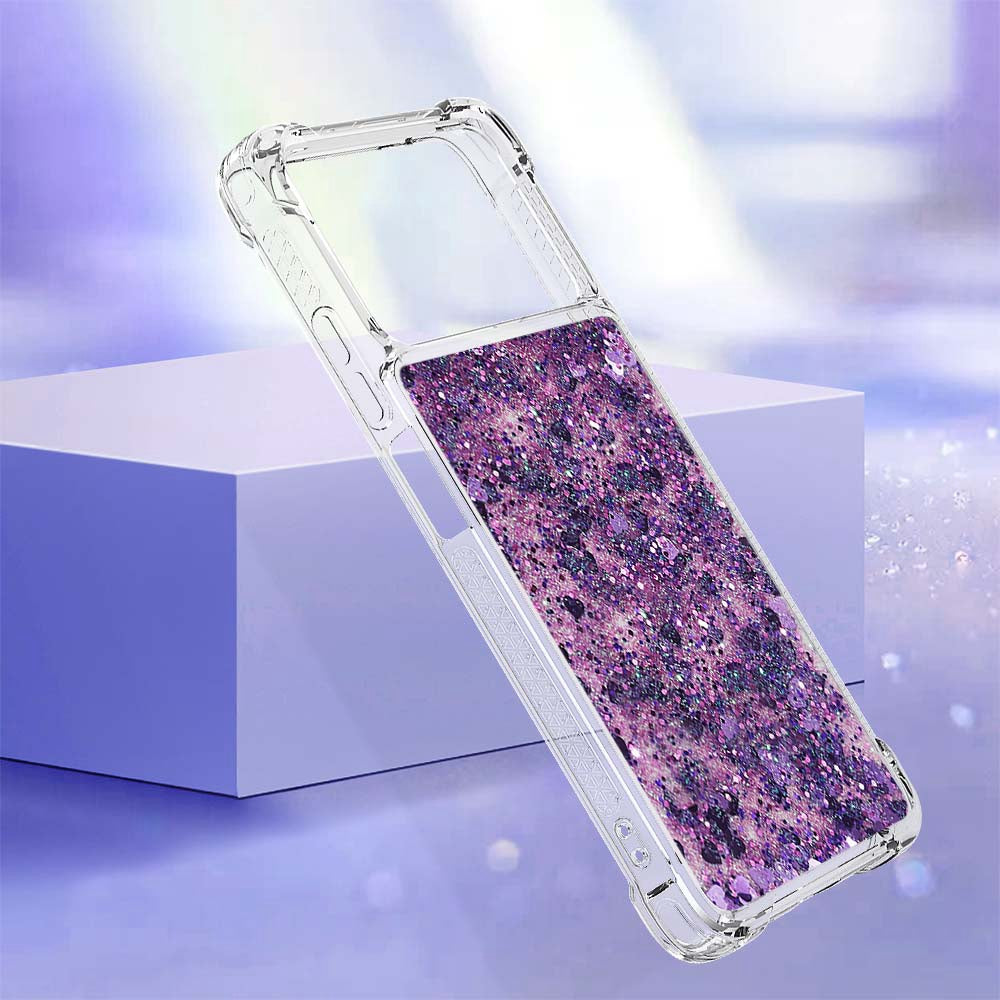 YB Quicksand Series-1 for Xiaomi Poco X4 Pro 5G Liquid Glitter Phone Protective Case Moving Quicksand Floating TPU Cushion Clear Cover