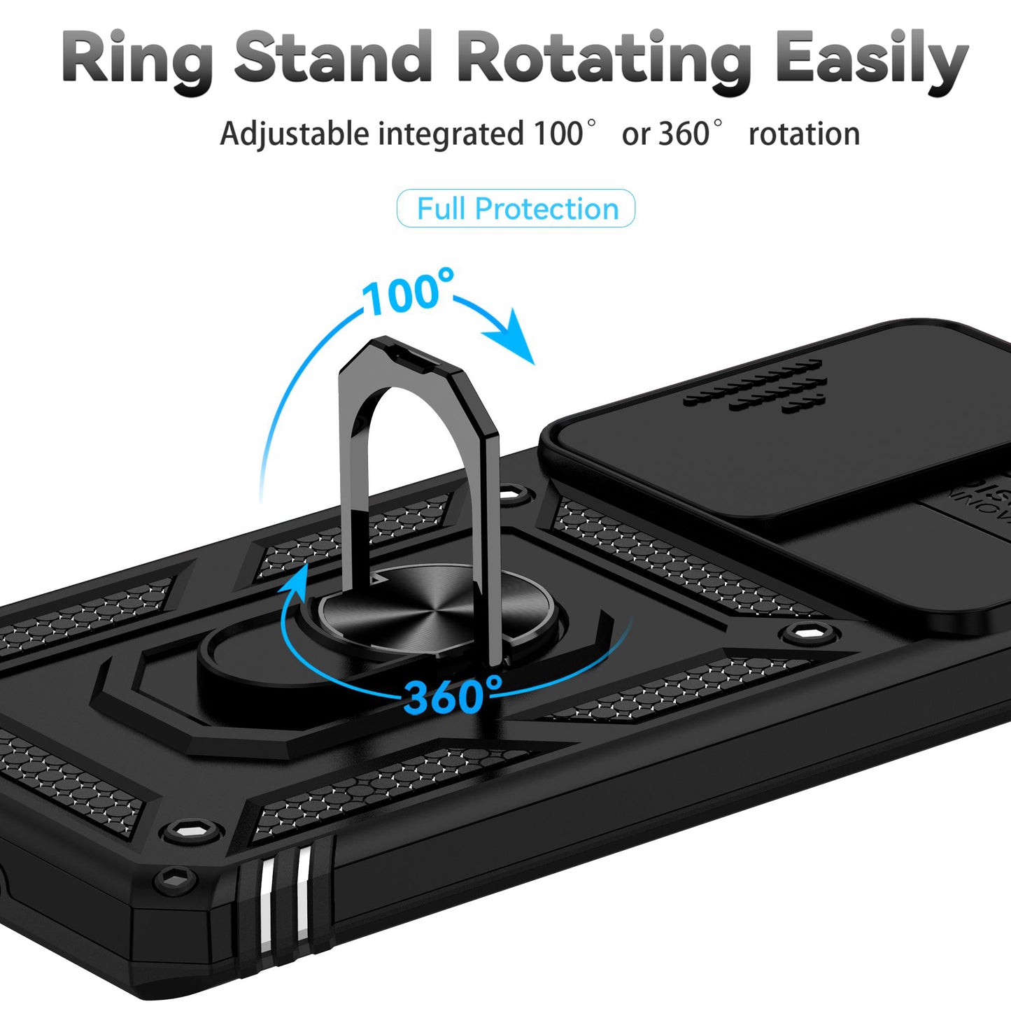 For Xiaomi 12 Pro 5G/12S Pro 5G/12 Pro (Dimensity) 5G Shockproof Phone Protection Case Ring Kickstand Hybrid PC + TPU Shell with Slide Camera Protection Cover