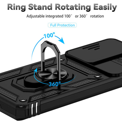 For Xiaomi 12 Pro 5G/12S Pro 5G/12 Pro (Dimensity) 5G Shockproof Phone Protection Case Ring Kickstand Hybrid PC + TPU Shell with Slide Camera Protection Cover