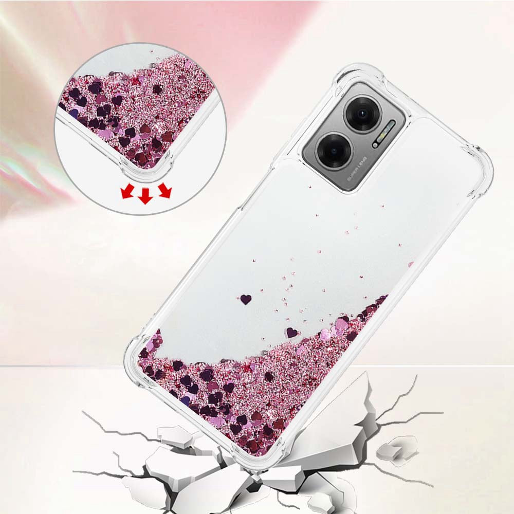 YB Quicksand Series-1 for Xiaomi Poco M4 5G / Redmi Note 11E 5G / Redmi 10 5G / Redmi 10 Prime+ 5G Fluid Quicksand Shockproof Sequins TPU Cover Well-protected Cell Phone Case