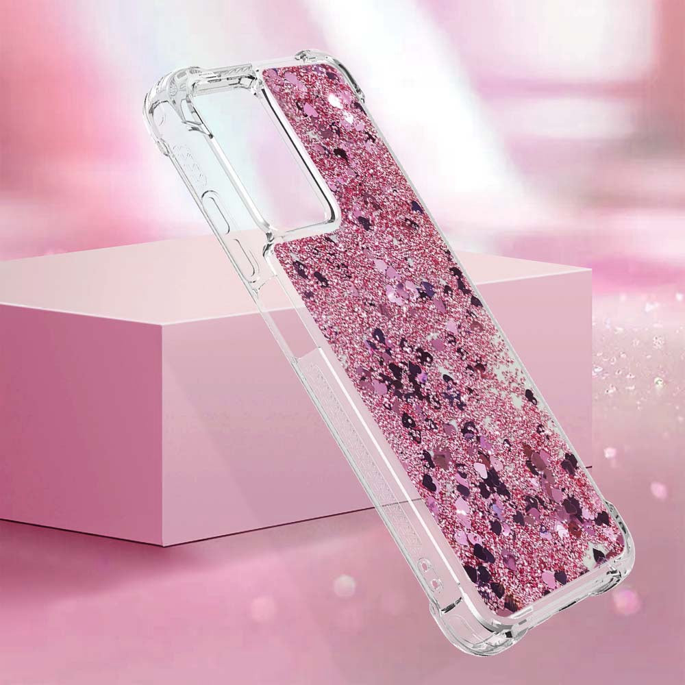 YB Quicksand Series-1 for Xiaomi Poco M4 5G / Redmi Note 11E 5G / Redmi 10 5G / Redmi 10 Prime+ 5G Fluid Quicksand Shockproof Sequins TPU Cover Well-protected Cell Phone Case