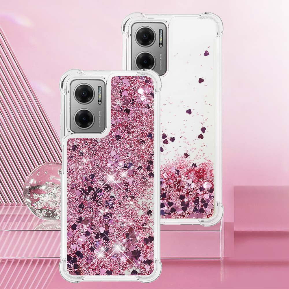 YB Quicksand Series-1 for Xiaomi Poco M4 5G / Redmi Note 11E 5G / Redmi 10 5G / Redmi 10 Prime+ 5G Fluid Quicksand Shockproof Sequins TPU Cover Well-protected Cell Phone Case