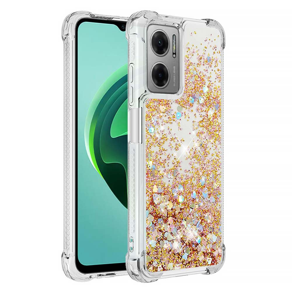 YB Quicksand Series-1 for Xiaomi Poco M4 5G / Redmi Note 11E 5G / Redmi 10 5G / Redmi 10 Prime+ 5G Fluid Quicksand Shockproof Sequins TPU Cover Well-protected Cell Phone Case