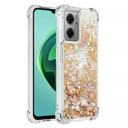 YB Quicksand Series-1 for Xiaomi Poco M4 5G / Redmi Note 11E 5G / Redmi 10 5G / Redmi 10 Prime+ 5G Fluid Quicksand Shockproof Sequins TPU Cover Well-protected Cell Phone Case